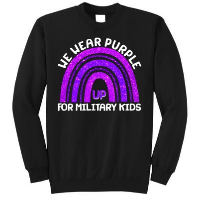 Cute We Wear Purple Up For Military Kids Purple Rainbow Sweatshirt