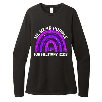 Cute We Wear Purple Up For Military Kids Purple Rainbow Womens CVC Long Sleeve Shirt