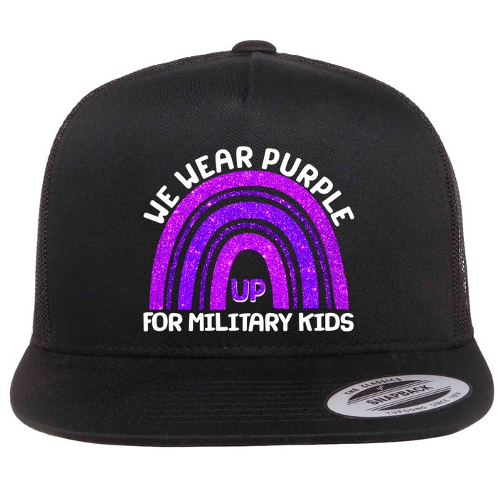 Cute We Wear Purple Up For Military Kids Purple Rainbow Flatbill Hat
