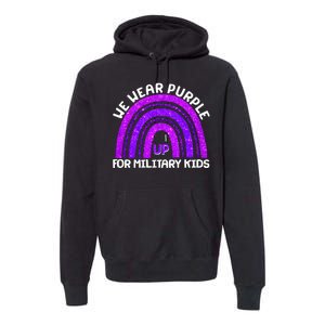 Cute We Wear Purple Up For Military Kids Purple Rainbow Premium Hoodie