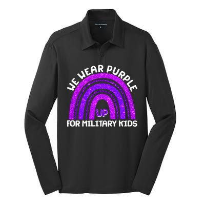 Cute We Wear Purple Up For Military Kids Purple Rainbow Silk Touch Performance Long Sleeve Polo