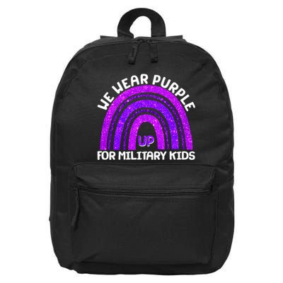 Cute We Wear Purple Up For Military Kids Purple Rainbow 16 in Basic Backpack