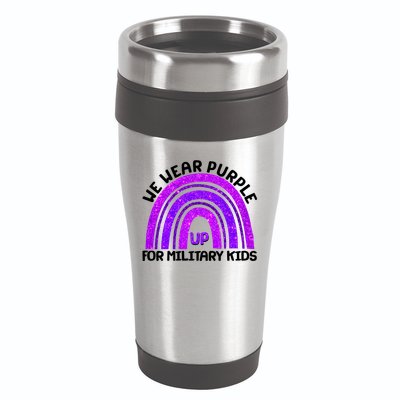 Cute We Wear Purple Up For Military Kids Purple Rainbow 16oz Travel Tumbler