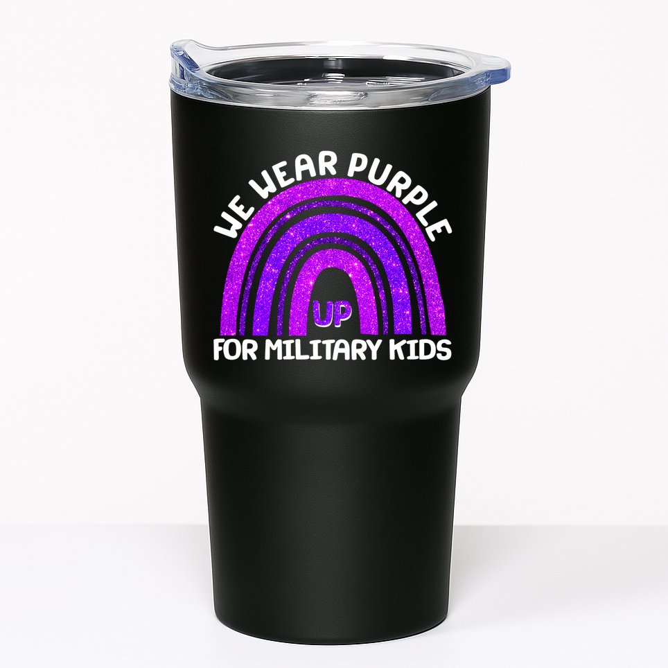 Cute We Wear Purple Up For Military Kids Purple Rainbow Tumbler