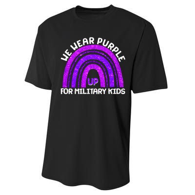 Cute We Wear Purple Up For Military Kids Purple Rainbow Performance Sprint T-Shirt