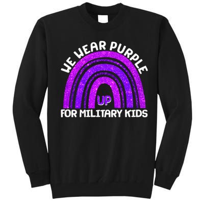 Cute We Wear Purple Up For Military Kids Purple Rainbow Tall Sweatshirt