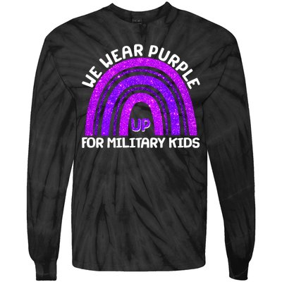 Cute We Wear Purple Up For Military Kids Purple Rainbow Tie-Dye Long Sleeve Shirt