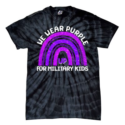 Cute We Wear Purple Up For Military Kids Purple Rainbow Tie-Dye T-Shirt