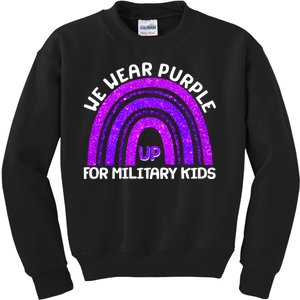 Cute We Wear Purple Up For Military Kids Purple Rainbow Kids Sweatshirt