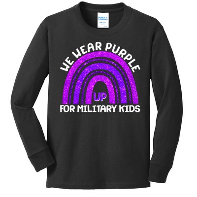 Cute We Wear Purple Up For Military Kids Purple Rainbow Kids Long Sleeve Shirt