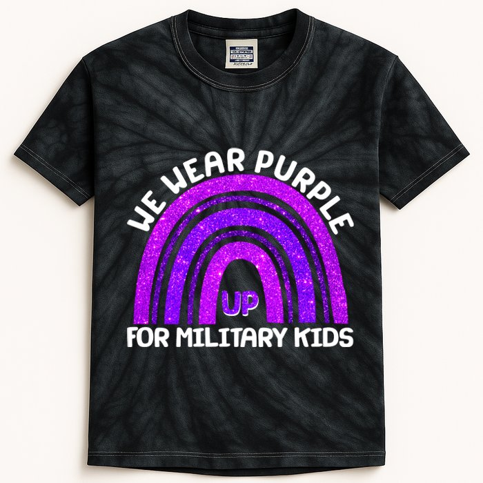 Cute We Wear Purple Up For Military Kids Purple Rainbow Kids Tie-Dye T-Shirt