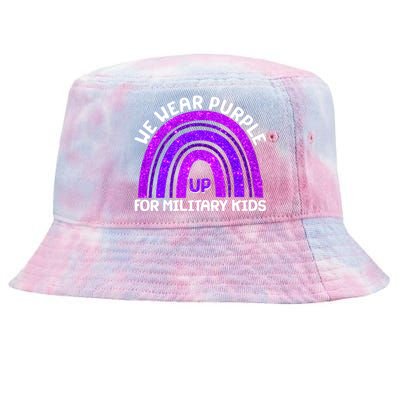 Cute We Wear Purple Up For Military Kids Purple Rainbow Tie-Dyed Bucket Hat