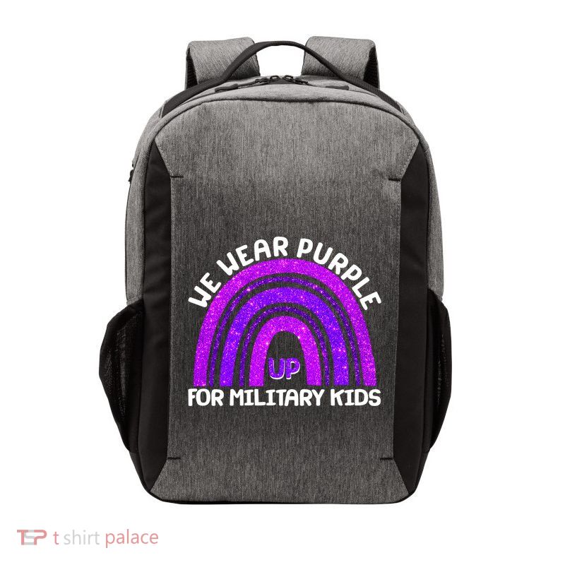 Cute We Wear Purple Up For Military Kids Purple Rainbow Vector Backpack
