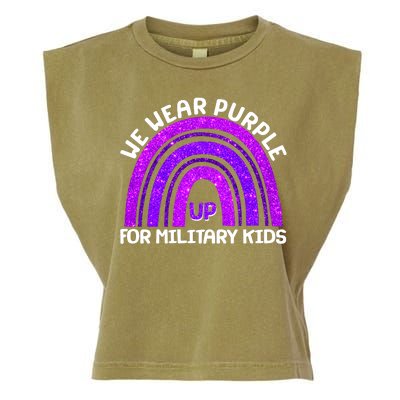 Cute We Wear Purple Up For Military Kids Purple Rainbow Garment-Dyed Women's Muscle Tee