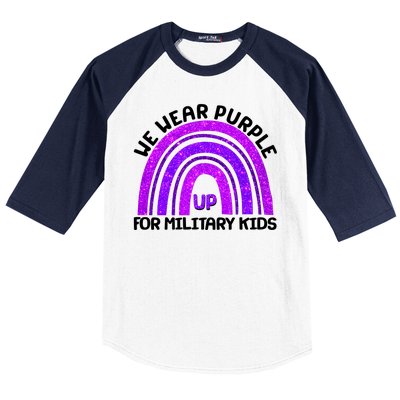 Cute We Wear Purple Up For Military Kids Purple Rainbow Baseball Sleeve Shirt