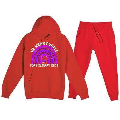 Cute We Wear Purple Up For Military Kids Purple Rainbow Premium Hooded Sweatsuit Set