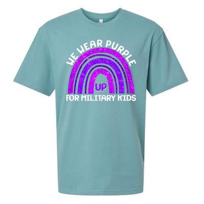 Cute We Wear Purple Up For Military Kids Purple Rainbow Sueded Cloud Jersey T-Shirt