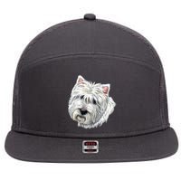 Cute Westie Dog 7 Panel Mesh Trucker Snapback Hat