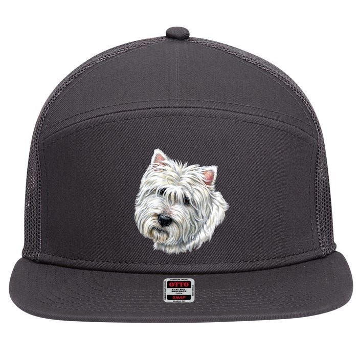Cute Westie Dog 7 Panel Mesh Trucker Snapback Hat