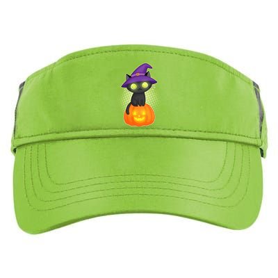 Cute Witch Kitten With Pumpkin Adult Drive Performance Visor