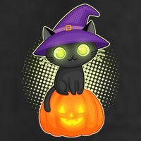 Cute Witch Kitten With Pumpkin Garment-Dyed Heavyweight T-Shirt