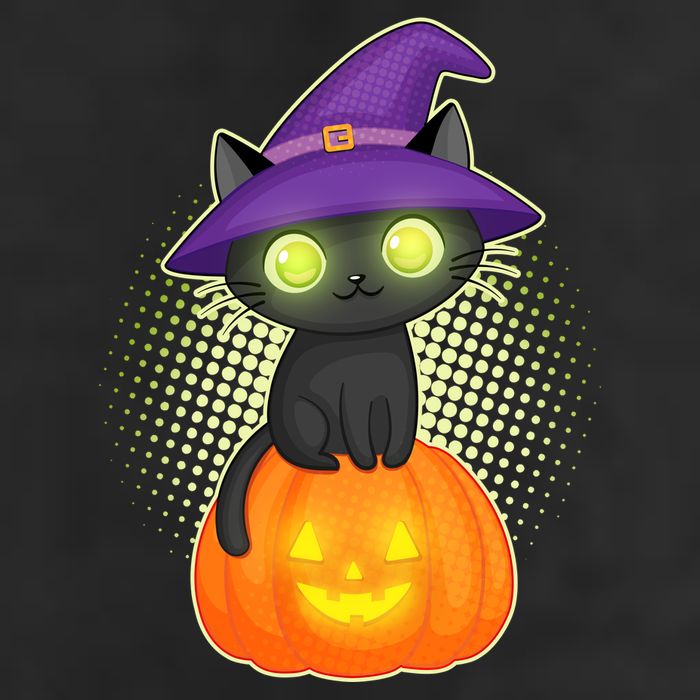 Cute Witch Kitten With Pumpkin Garment-Dyed Heavyweight T-Shirt