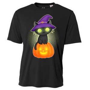 Cute Witch Kitten With Pumpkin Cooling Performance Crew T-Shirt