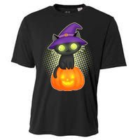 Cute Witch Kitten With Pumpkin Cooling Performance Crew T-Shirt