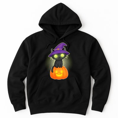 Cute Witch Kitten With Pumpkin Hoodie