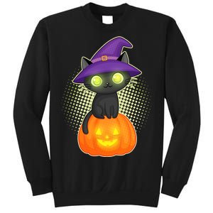 Cute Witch Kitten With Pumpkin Sweatshirt