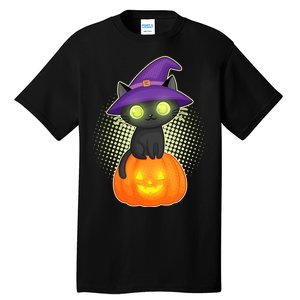 Cute Witch Kitten With Pumpkin Tall T-Shirt