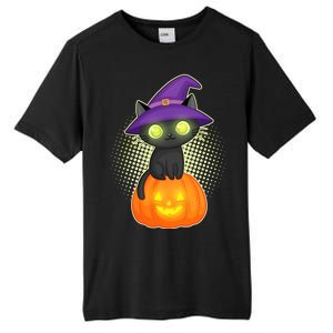 Cute Witch Kitten With Pumpkin Tall Fusion ChromaSoft Performance T-Shirt