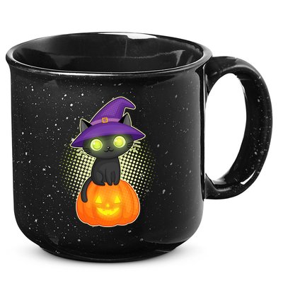 Cute Witch Kitten With Pumpkin 15oz Campfire Ceramic Mug