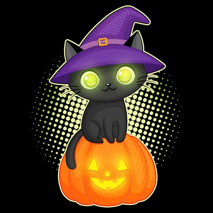Cute Witch Kitten With Pumpkin Drawstring Bag