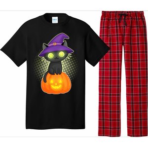 Cute Witch Kitten With Pumpkin Pajama Set