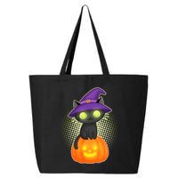 Cute Witch Kitten With Pumpkin 25L Jumbo Tote