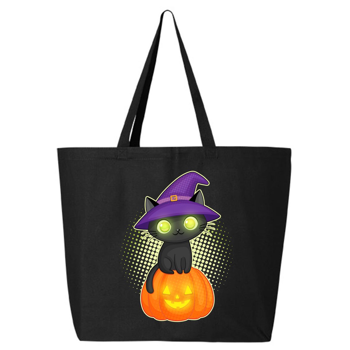 Cute Witch Kitten With Pumpkin 25L Jumbo Tote