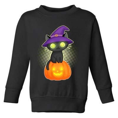 Cute Witch Kitten With Pumpkin Toddler Sweatshirt