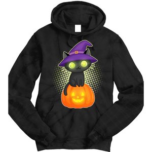 Cute Witch Kitten With Pumpkin Tie Dye Hoodie