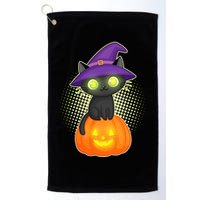 Cute Witch Kitten With Pumpkin Golf Towel