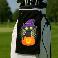 Cute Witch Kitten With Pumpkin Golf Towel
