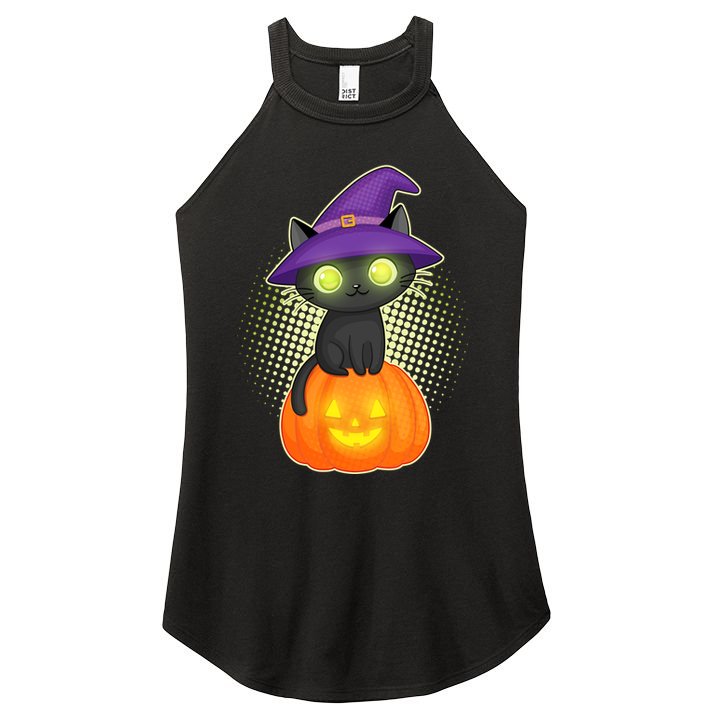 Cute Witch Kitten With Pumpkin Women's Perfect Tri Rocker Tank