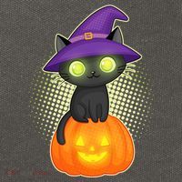 Cute Witch Kitten With Pumpkin Cotton Canvas Backpack