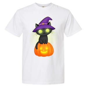 Cute Witch Kitten With Pumpkin Garment-Dyed Heavyweight T-Shirt