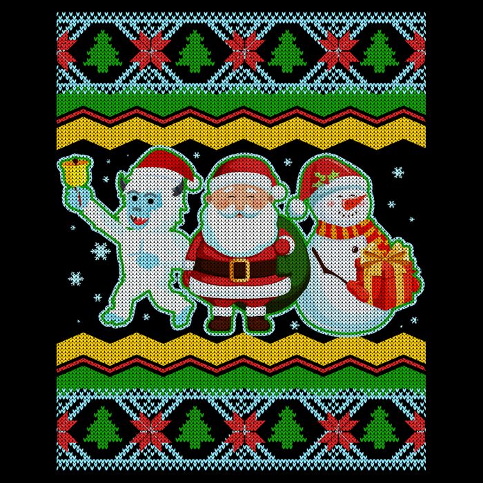 Cute Yeti Santa and Snowman Ugly Sweater Cooling Performance Crew T-Shirt