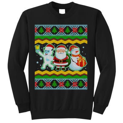 Cute Yeti Santa and Snowman Ugly Sweater Sweatshirt