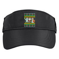 Cute Yeti Santa and Snowman Ugly Sweater Adult Drive Performance Visor