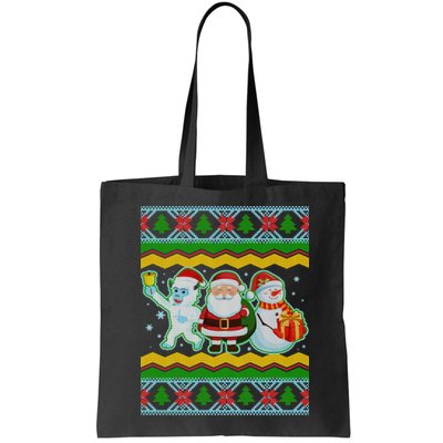 Cute Yeti Santa and Snowman Ugly Sweater Bag