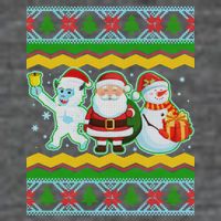 Cute Yeti Santa and Snowman Ugly Sweater 7 Panel Mesh Trucker Snapback Hat