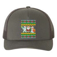 Cute Yeti Santa and Snowman Ugly Sweater Yupoong Adult 5-Panel Trucker Hat